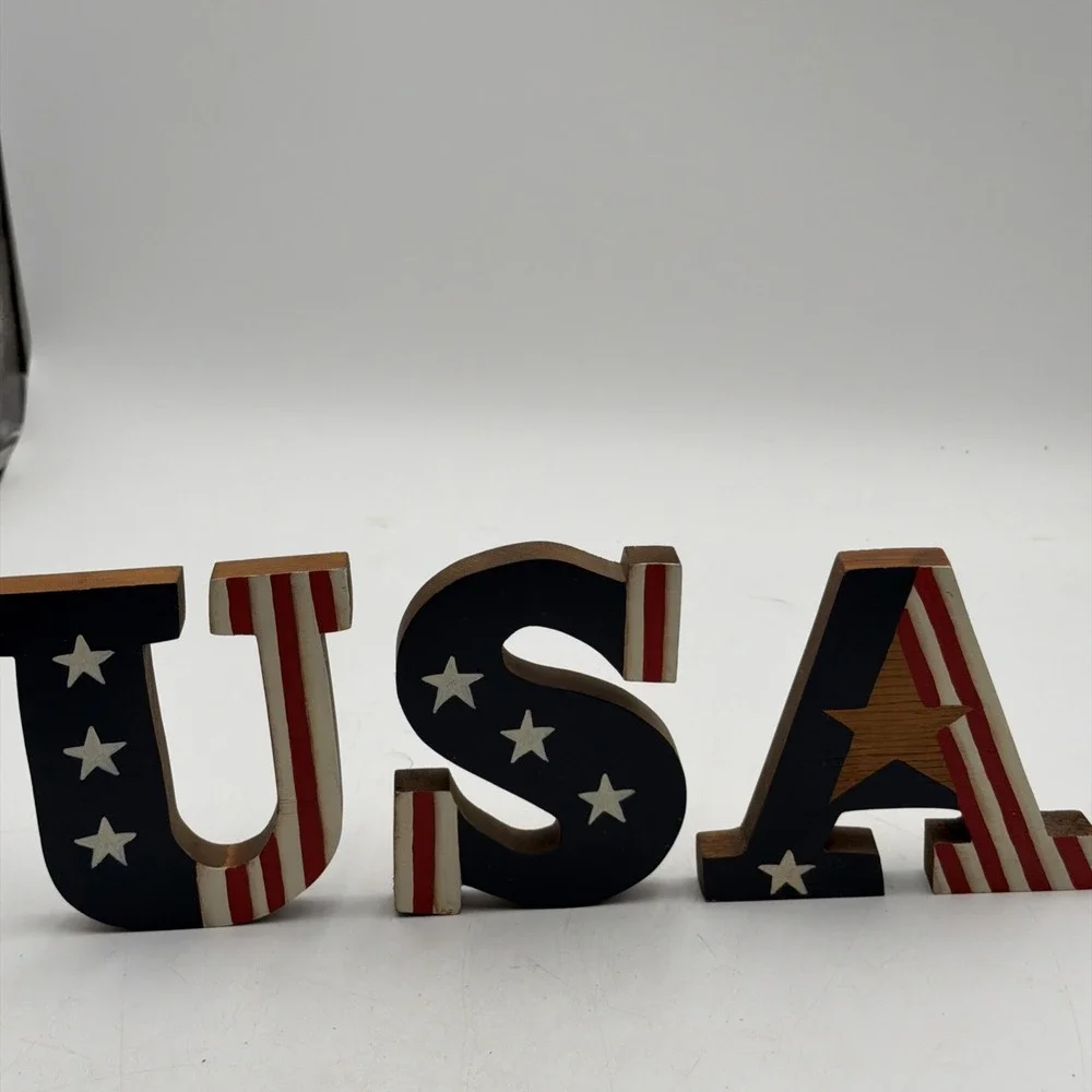 USA 4th of July Primitive Patriotic Americana Shelf Sitter 250th Hand Painted